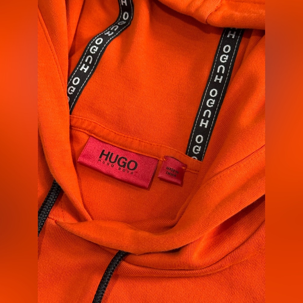 Men’s HUGO Dercolano hoodie-Hugo Boss Collection-Orange- Size Large - Picture 4 of 7